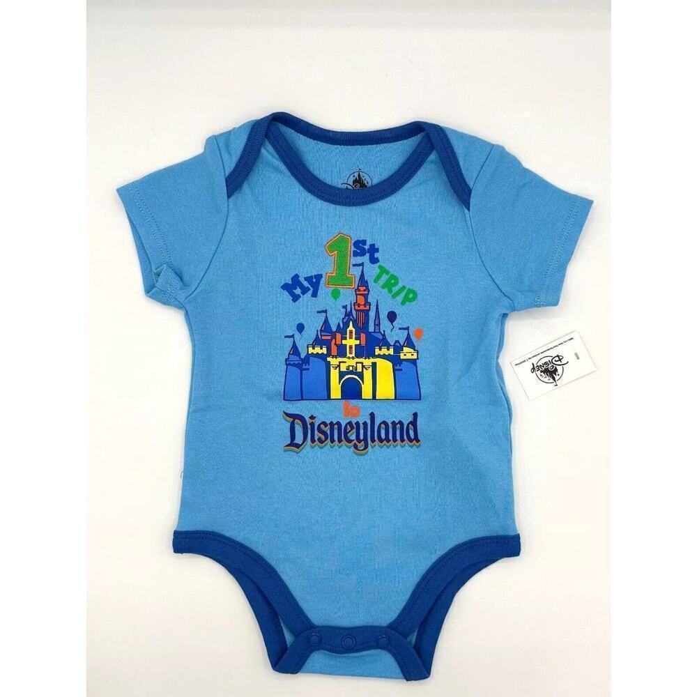 NEW Disney Blue Baby "My 1st Trip to Walt Disney World" Bodysuit Size 6-9 Mo